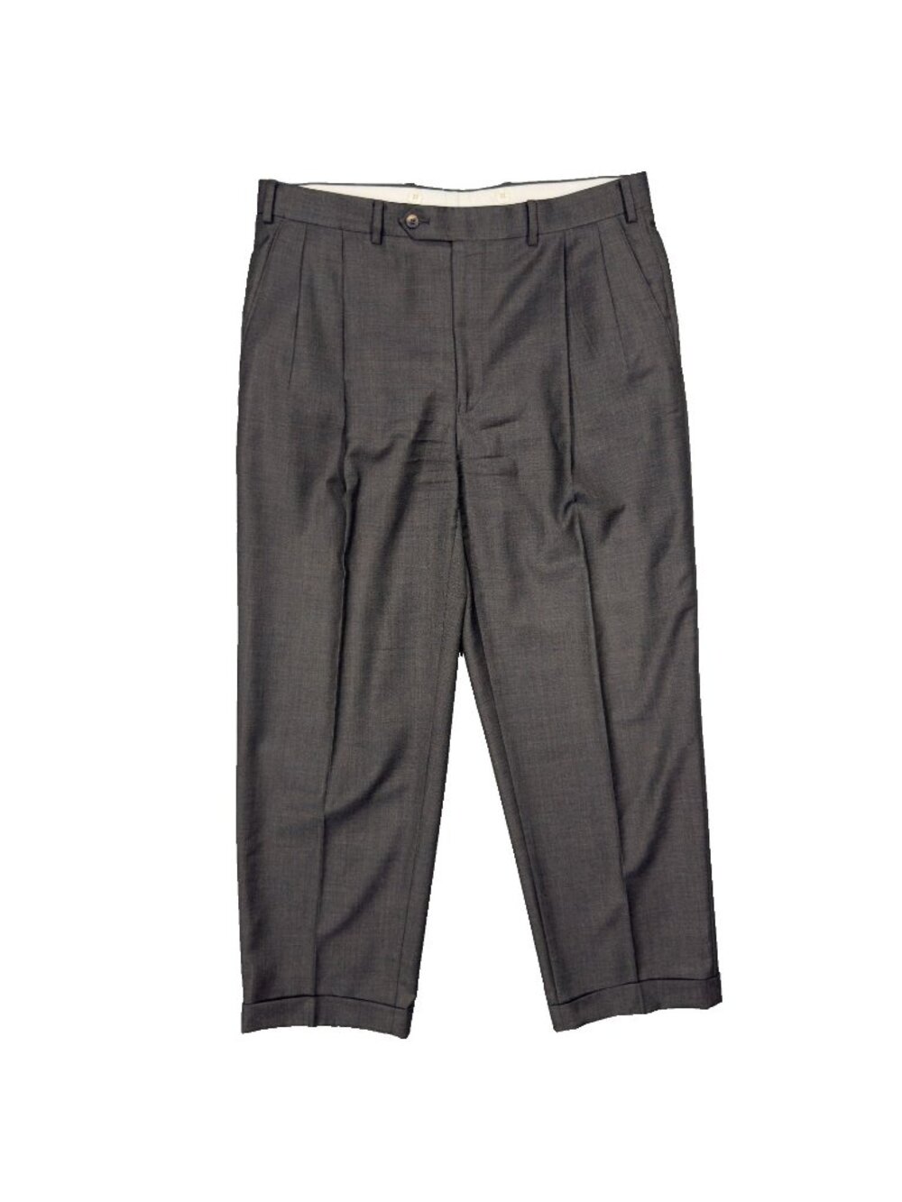 Samuelsohn Dress Pants 120s Wool Trousers Canada  Pleated Brown 34x29